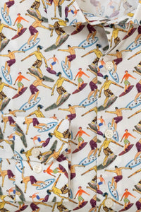 Surf Print Cotton Voile Long Sleeve Sport Shirt by Scott Barber