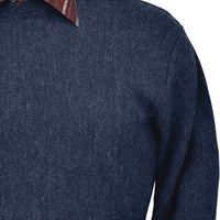 Baby Alpaca 'Links Stitch' Open Bottom Crew Neck Sweater in Denim Heather by Peru Unlimited