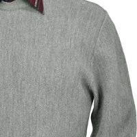 Baby Alpaca 'Links Stitch' Open Bottom Crew Neck Sweater in Silver Grey Heather by Peru Unlimited