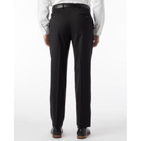LONG FIT Super 120s Wool Gabardine Comfort-EZE Trouser in Black, Size 44 (Plain Front Model) by Ballin