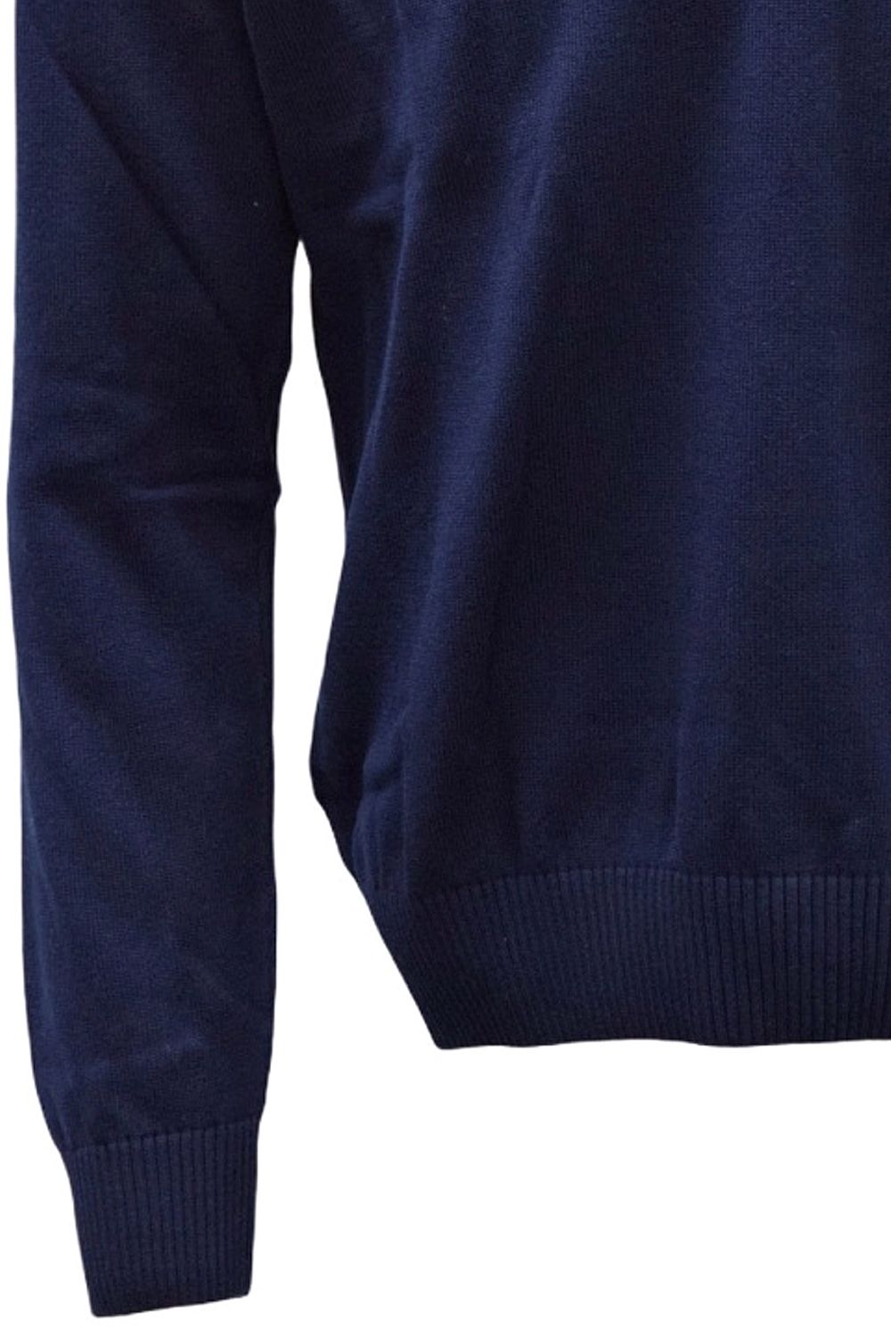 Team Colors Pima Cotton Quarter-Zip Sweater with Contrast Trim in American Navy/Orange by Blue 1899