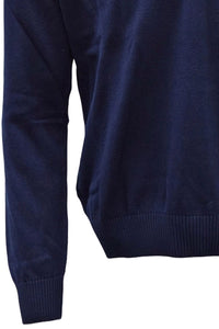 Team Colors Pima Cotton Quarter-Zip Sweater with Contrast Trim in American Navy/Orange by Blue 1899