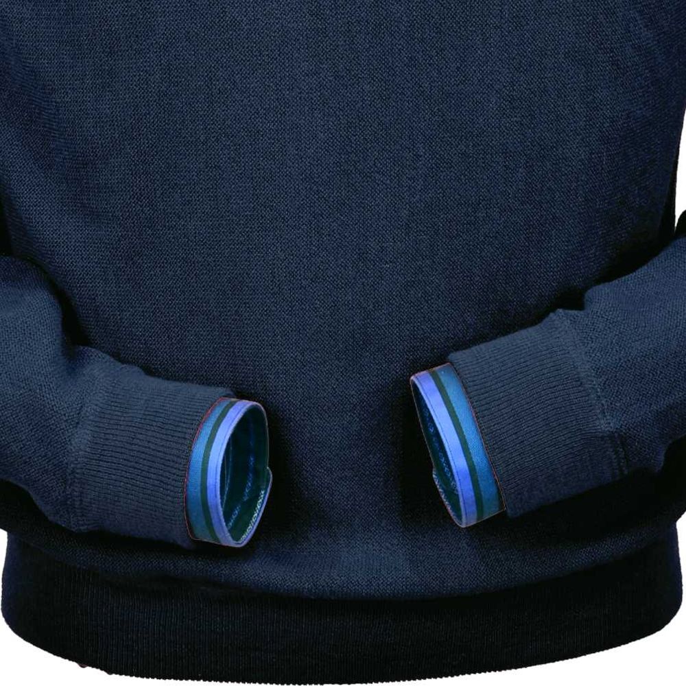 Baby Alpaca 'Links Stitch' Sweatshirt-Style Crew Neck Sweater in Midnight Blue (Size XX-Large) by Peru Unlimited