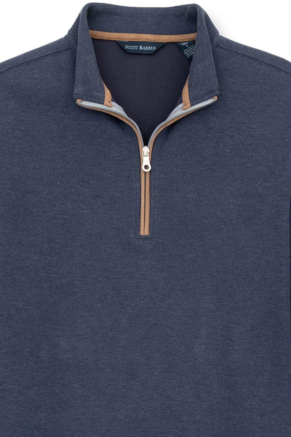 Stretch Heather Fleece Pullover in Navy by Scott Barber