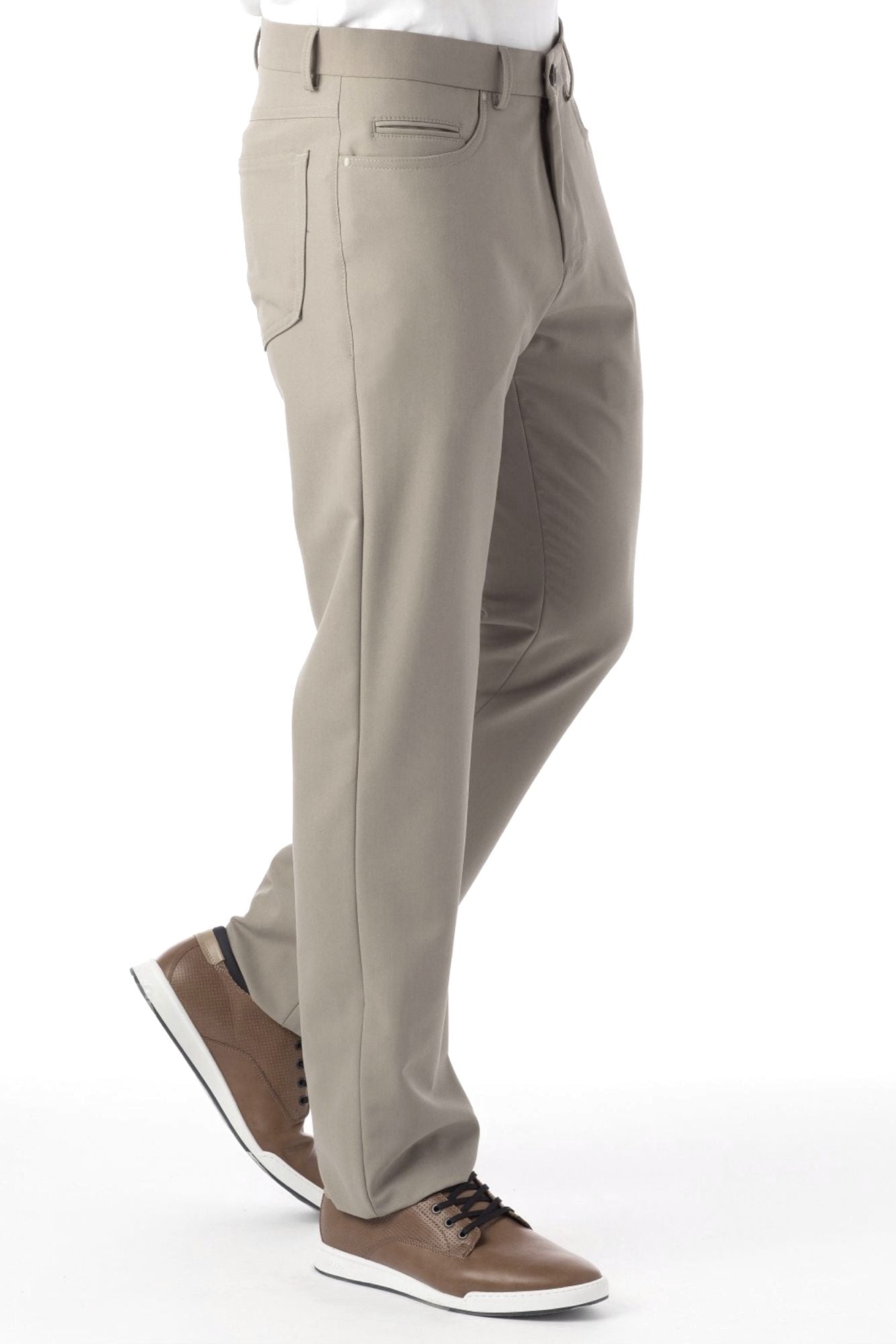 Comfort-EZE 5-Pocket Commuter Bi-Stretch Gabardine Pant in Stone (Connor Modern Fit) by Ballin