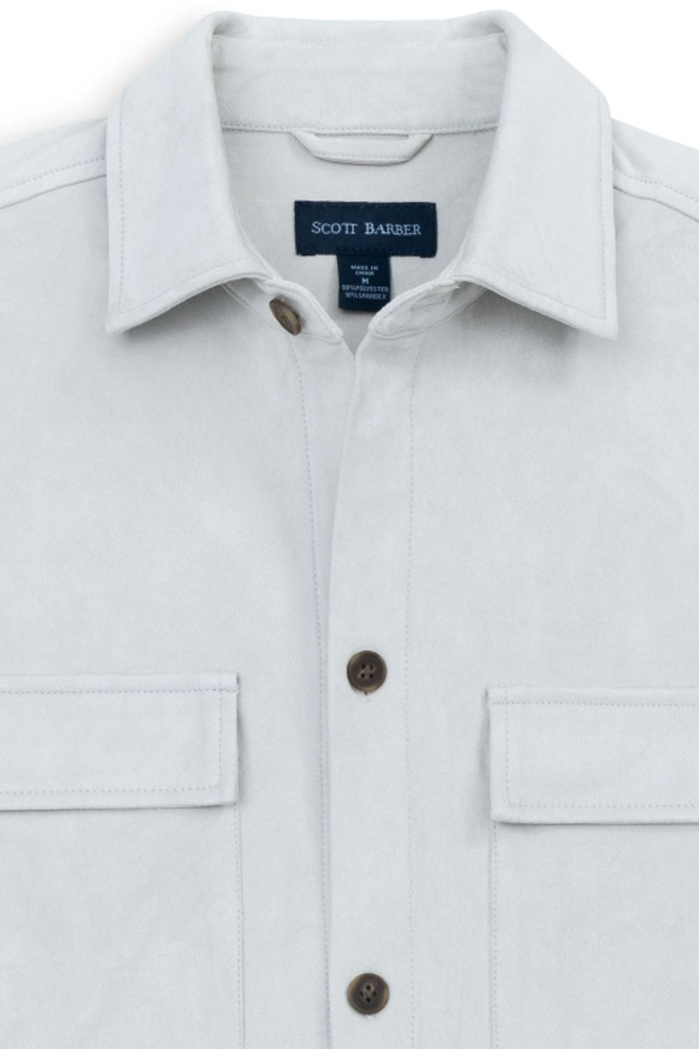 Micro Suede Shirt Jacket in Cement by Scott Barber
