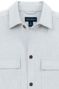 Micro Suede Shirt Jacket in Cement by Scott Barber