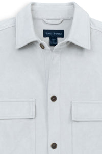 Micro Suede Shirt Jacket in Cement by Scott Barber
