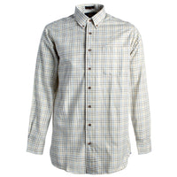 Brown, Blue, and Winter White Windowpane Check Cotton and Wool Blend Button-Down Shirt by Viyella