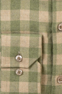Italian Mélange Flannel Gingham Sport Shirt with Button Down Collar in Sage by Scott Barber