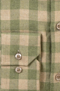 Italian Mélange Flannel Gingham Sport Shirt with Button Down Collar in Sage by Scott Barber