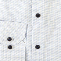 Dobby Micro Pattern Cotton Sport Shirt in White, Blue, and Tan by Scott Barber