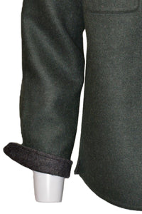 Baby Alpaca & Merino Wool Double Face CPO Shirt Jacket in Evergreen/Dark Grey by Blue 1899