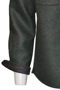 Baby Alpaca & Merino Wool Double Face CPO Shirt Jacket in Evergreen/Dark Grey by Blue 1899