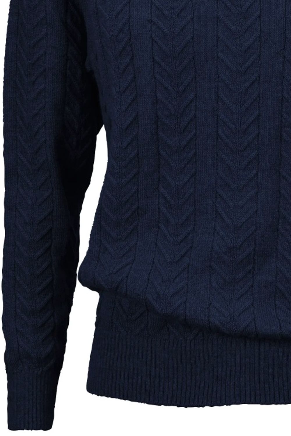 Royal Alpaca Cable Knit Button-Mock Sweater in Midnight Heather by Peru Unlimited
