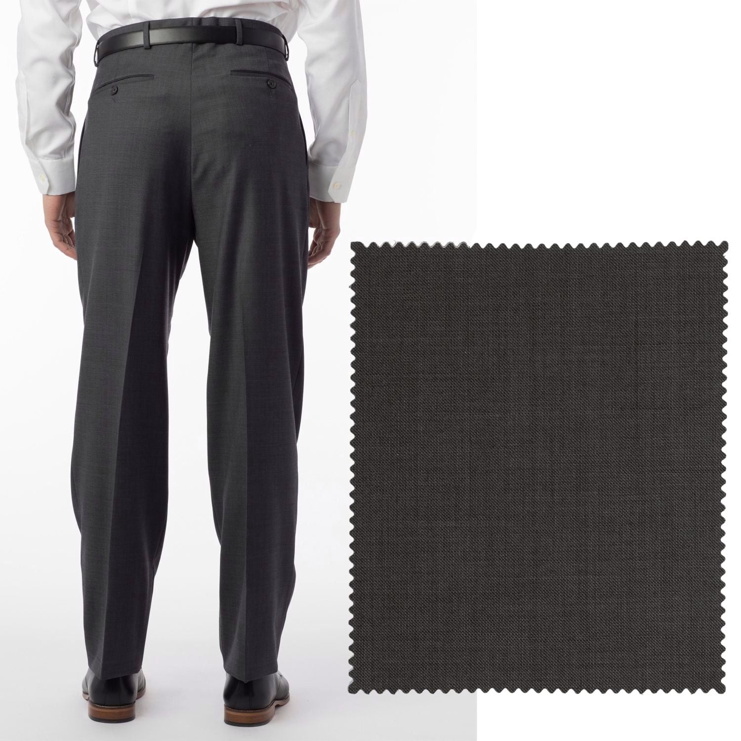Sharkskin Super 120s Worsted Wool Comfort-EZE Trouser in Dark Grey (Manchester Pleated Model) by Ballin