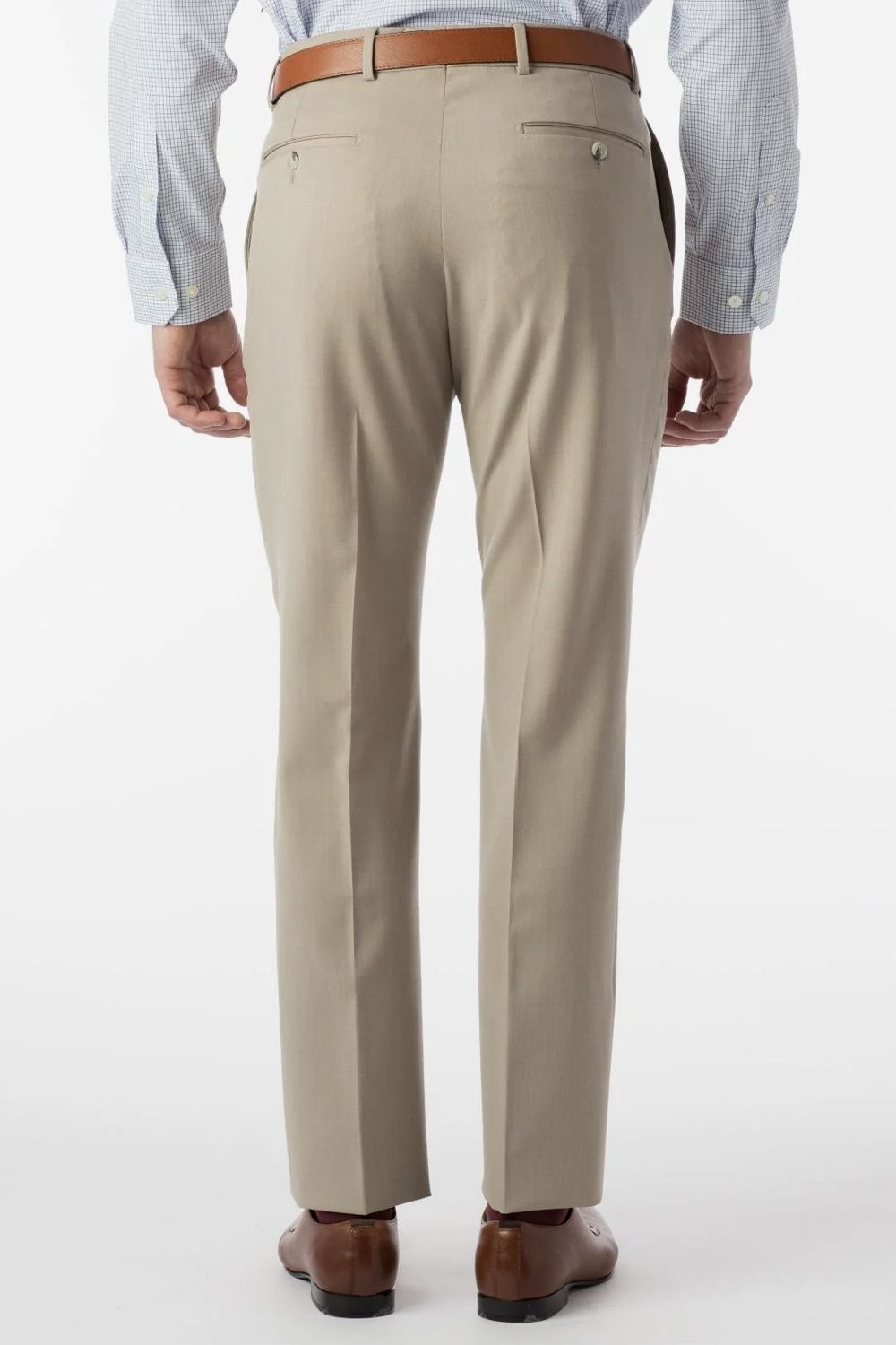 Super 120s Luxury Wool Serge Comfort-EZE Trouser in Oatmeal (Flat Front Models) by Ballin