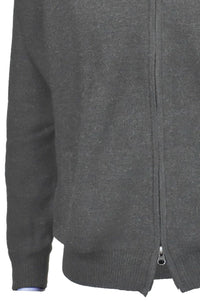 Royal Alpaca Double-Zip Cardigan Bomber Sweater Jacket in Grey by Peru Unlimited
