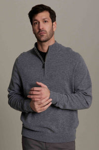 1/4 Zip Mock Neck Merino Wool Pullover Sweater (Choice of Colors) by Alashan Cashmere