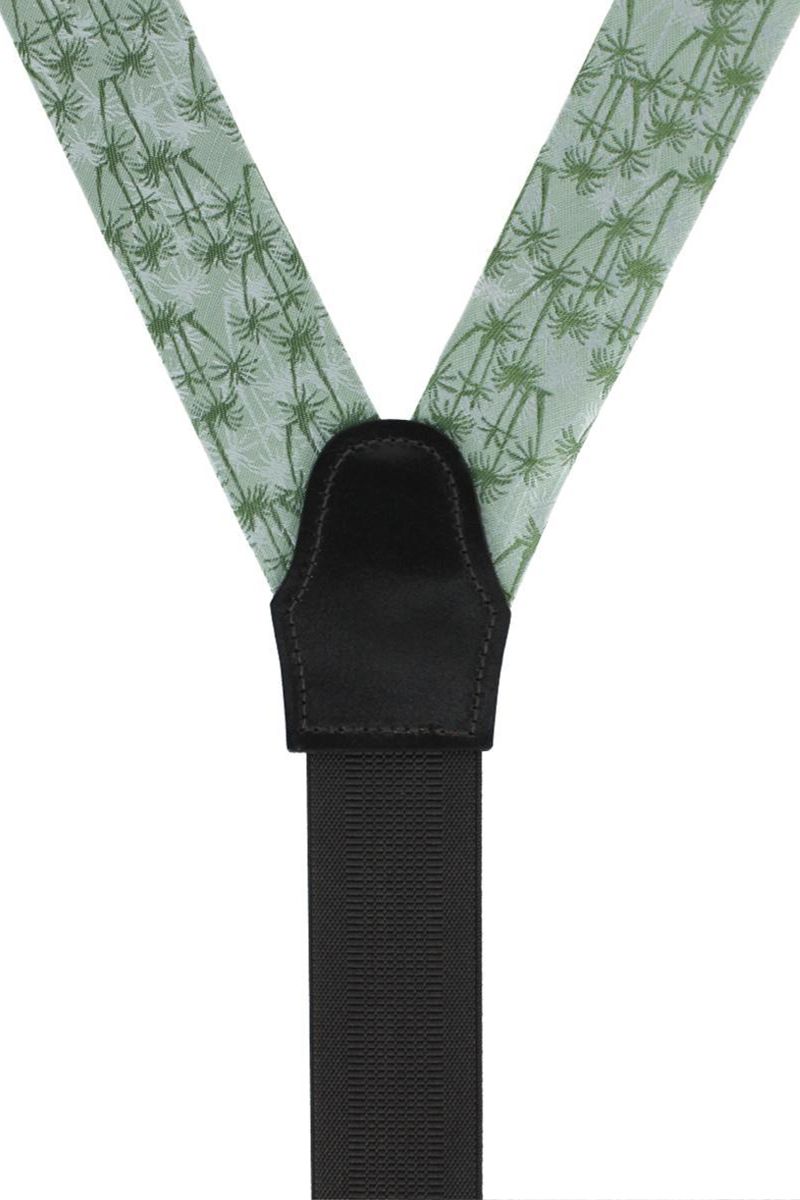 Palm Tree Linen and Silk Blend Button End Braces by Trafalgar