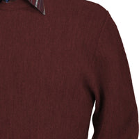 Baby Alpaca 'Links Stitch' Open Bottom Crew Neck Sweater in Dark Burgundy by Peru Unlimited