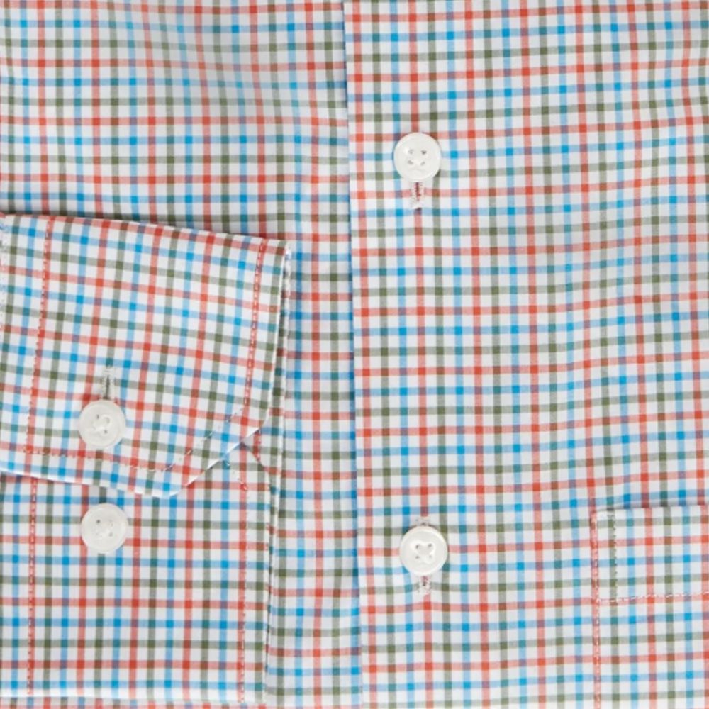 Organic Cotton Tattersall Poplin Sport Shirt in Spice by Scott Barber