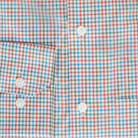 Organic Cotton Tattersall Poplin Sport Shirt in Spice by Scott Barber