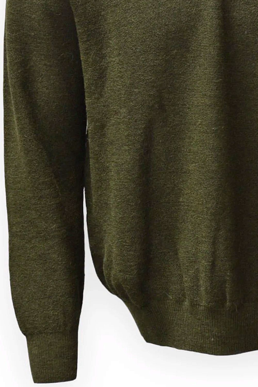 Baby Alpaca Links Knit Quarter-Zip Sweater in Military by Blue 1899
