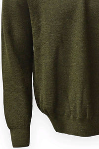 Baby Alpaca Links Knit Quarter-Zip Sweater in Military by Blue 1899