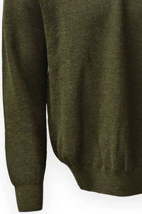 Baby Alpaca Links Knit Quarter-Zip Sweater in Military by Blue 1899