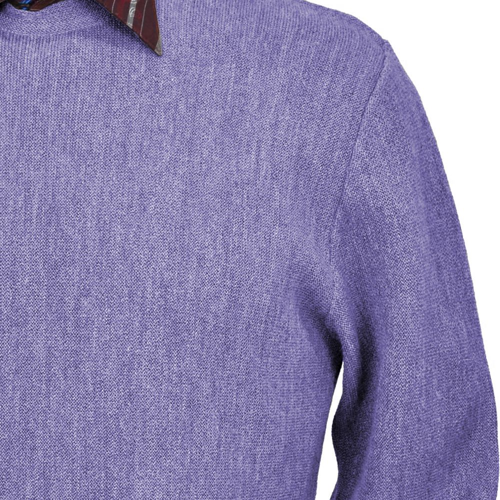 Baby Alpaca 'Links Stitch' Open Bottom Crew Neck Sweater in Lilac Heather by Peru Unlimited