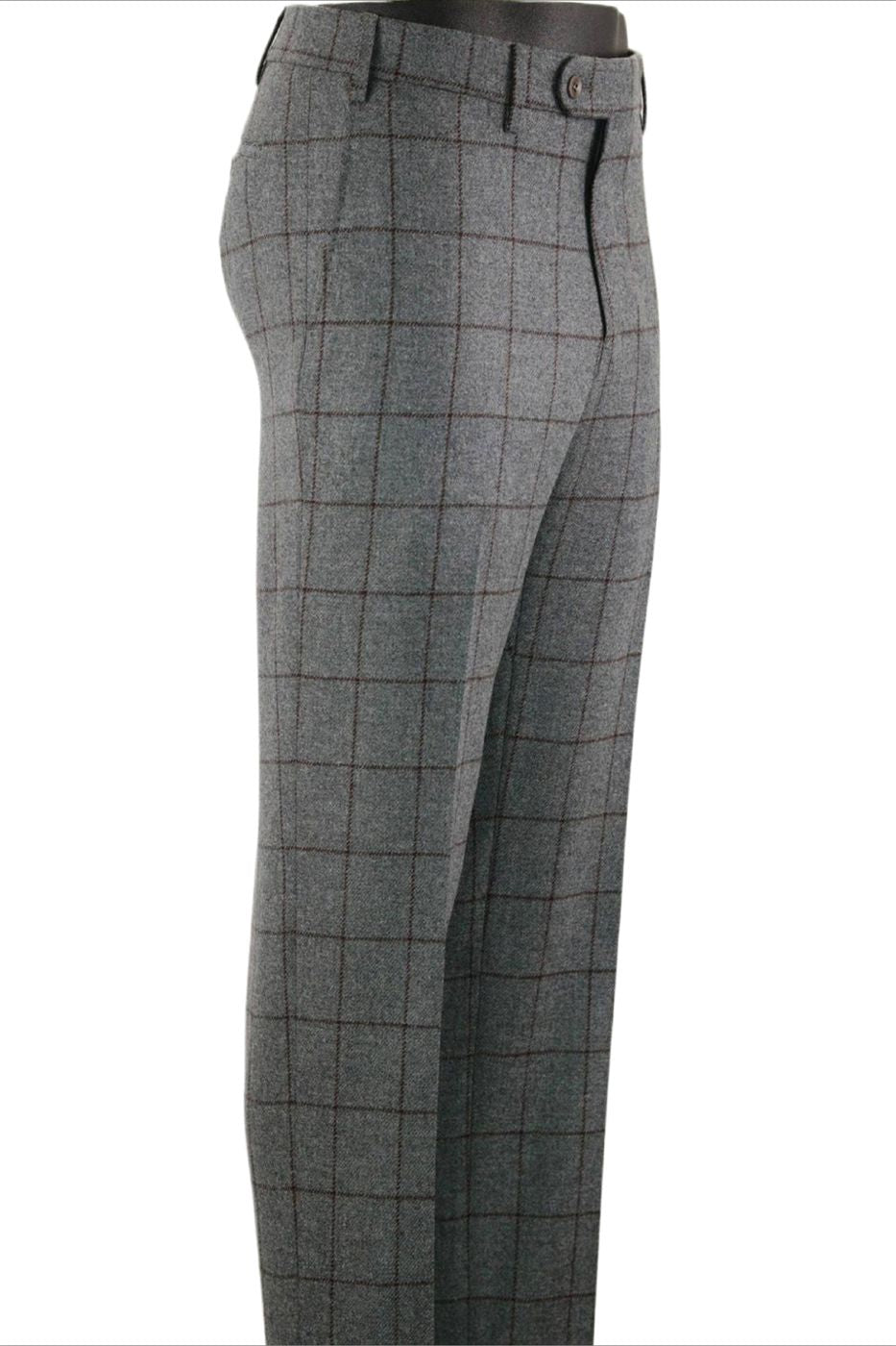 Super 110s Geelong Lambswool Italian Luxury Windowpane Check Wool Trouser (Choice of Colors and Fits) by 6 East by Ballin