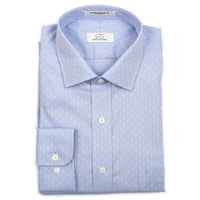 Blue with White Ditsy Neat Wrinkle-Free Cotton Dress Shirt with Spread Collar by Cooper & Stewart