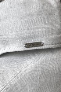 Ivy Modern Subalpino Herringbone Linen Cap in White by Wigens