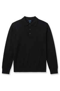 Pure Cashmere Polo Sweater in Black by Scott Barber