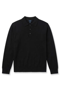 Pure Cashmere Polo Sweater in Black by Scott Barber