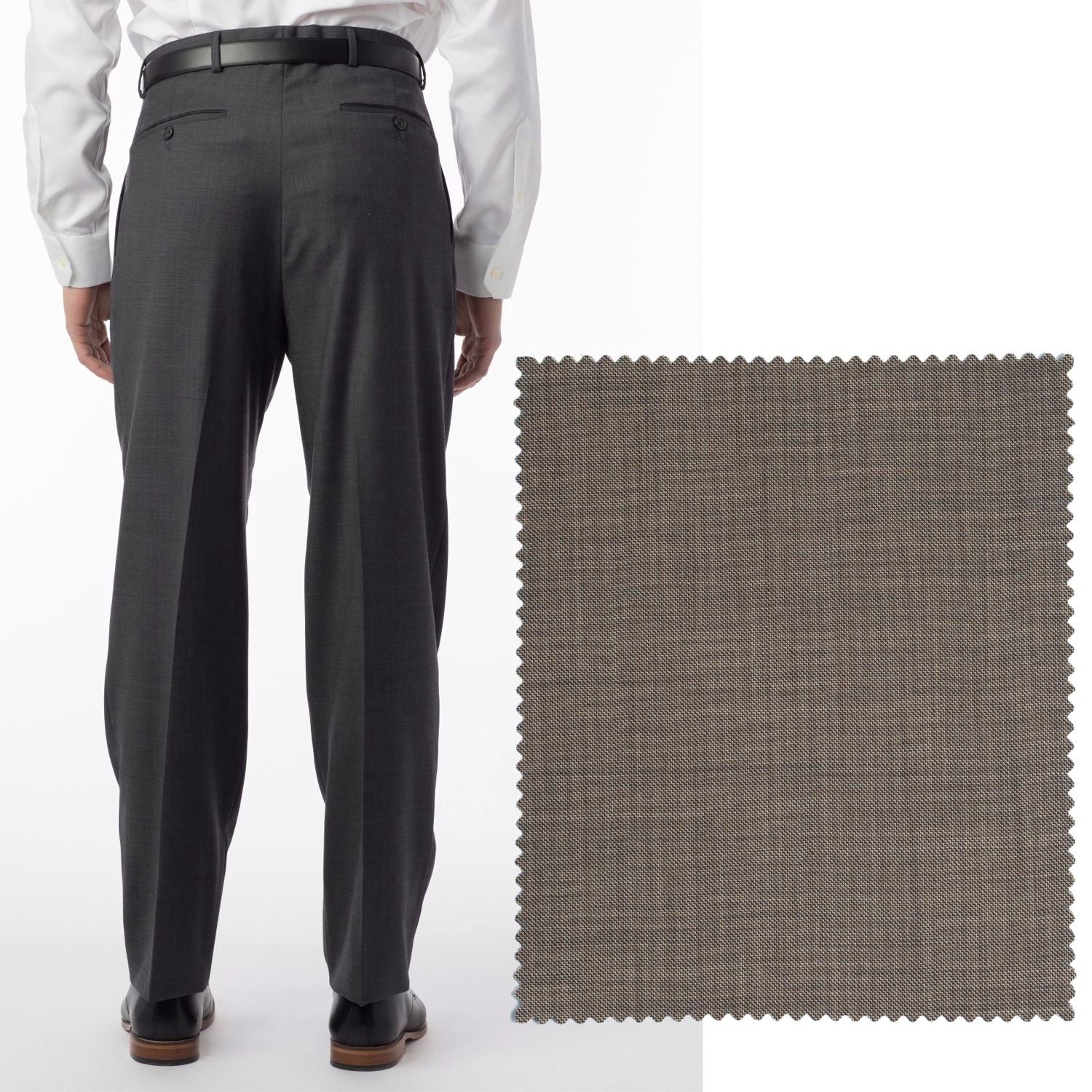 Sharkskin Super 120s Worsted Wool Comfort-EZE Trouser in British Tan (Manchester Pleated Model) by Ballin