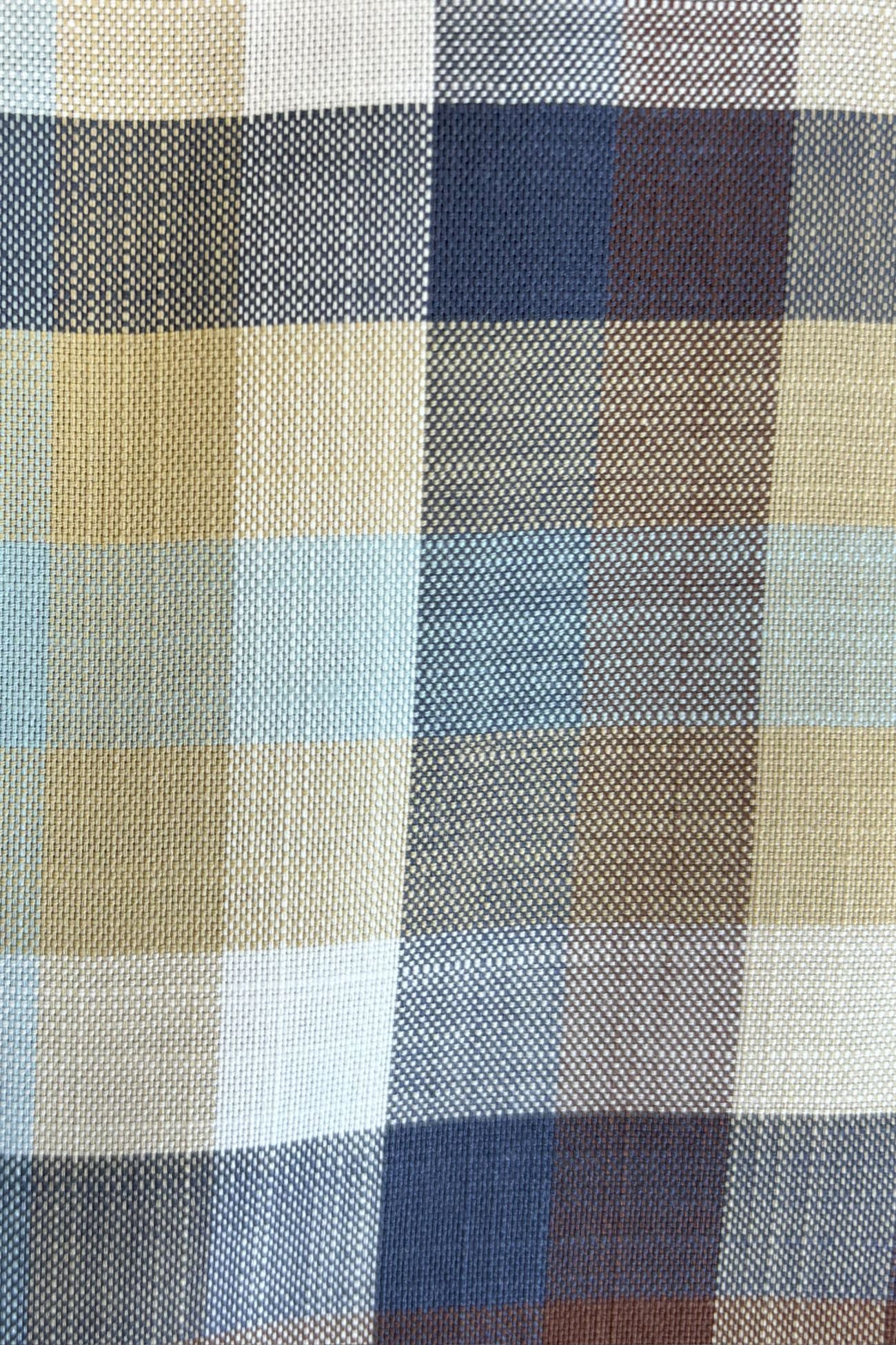 Brown, Navy, and Tan Multi Plaid Woven Short Sleeve No-Iron Cotton Sport Shirt with Button Down Collar by Leo Chevalier