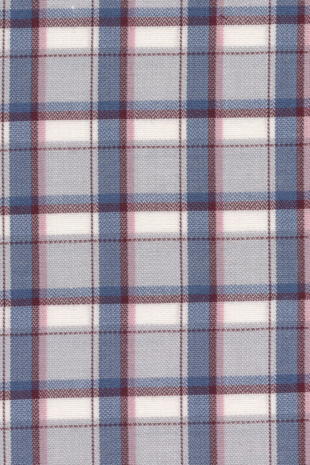 Light Grey, Blue, and Pink Plaid Cotton and Wool Blend Button-Down Shirt by Viyella