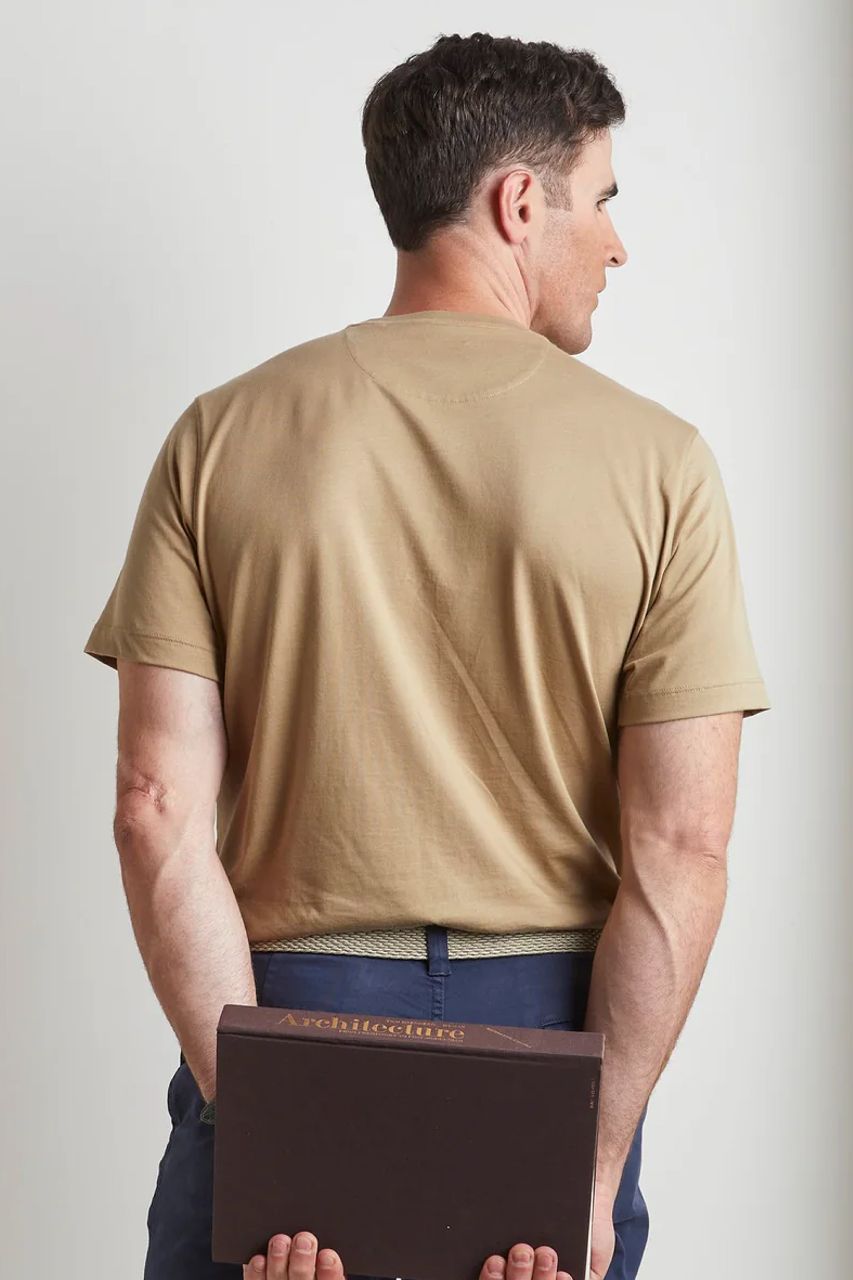 Crew Neck Peruvian Cotton Tee Shirt in Taupe by Left Coast Tee