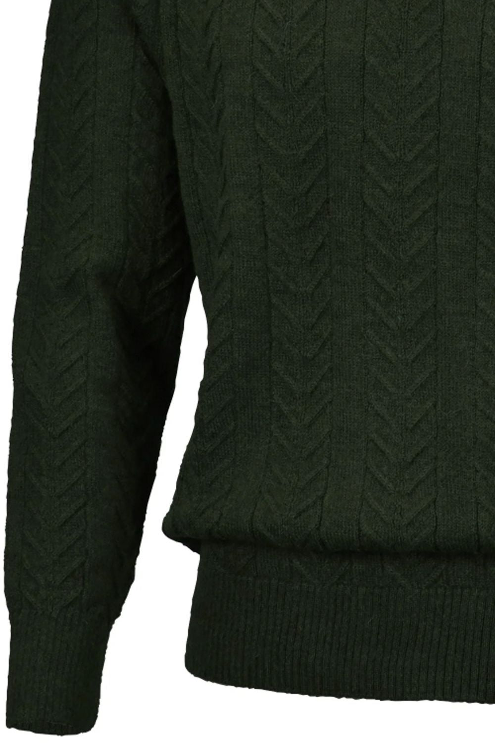 Royal Alpaca Cable Knit Button-Mock Sweater in Hunter Green Heather by Peru Unlimited
