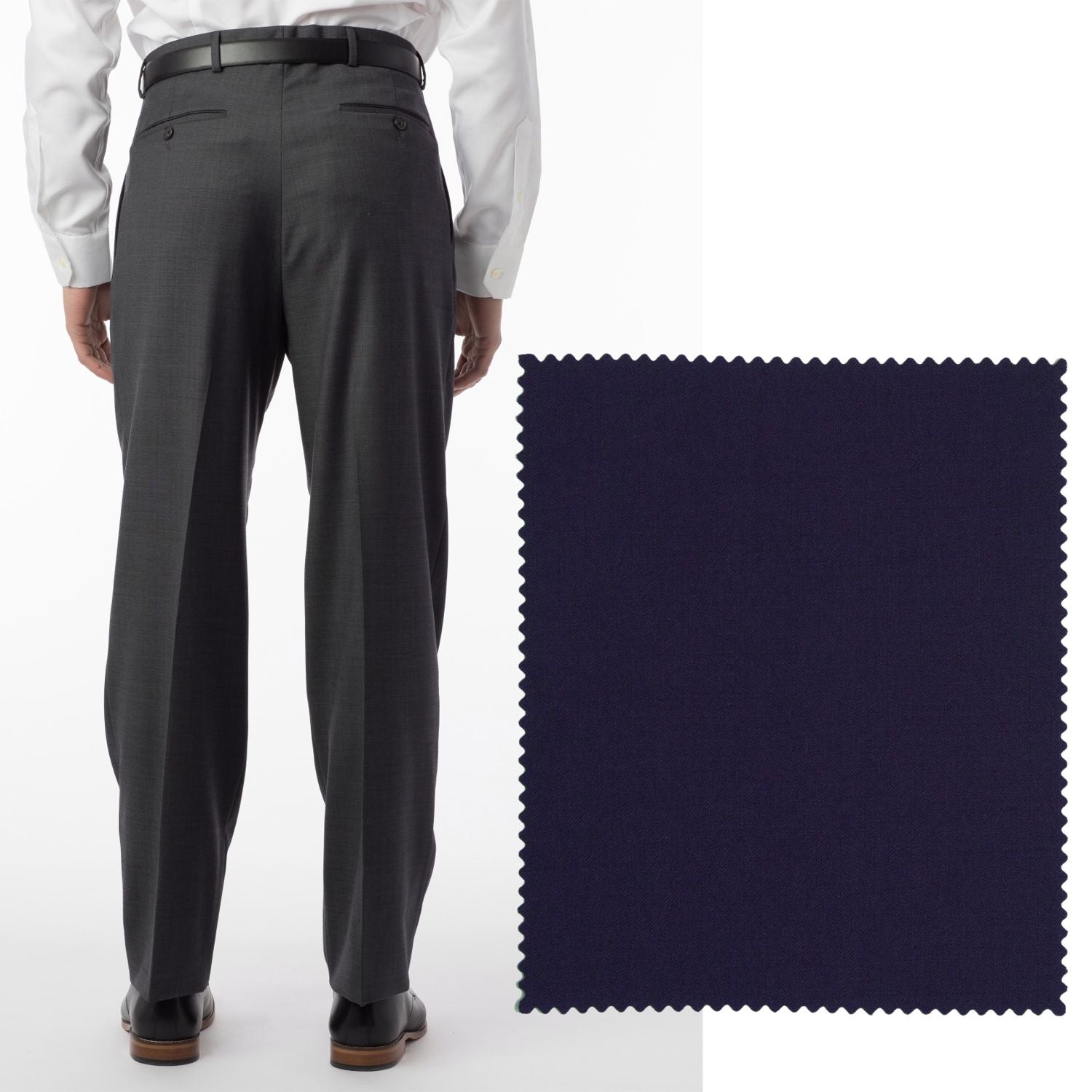 LONG FIT Super 120s Wool Gabardine Comfort-EZE Trouser in Mariner (Manchester Pleated Model) by Ballin