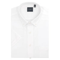 White Pique Knit Short Sleeve Sport Shirt with Button Down Collar by Leo Chevalier