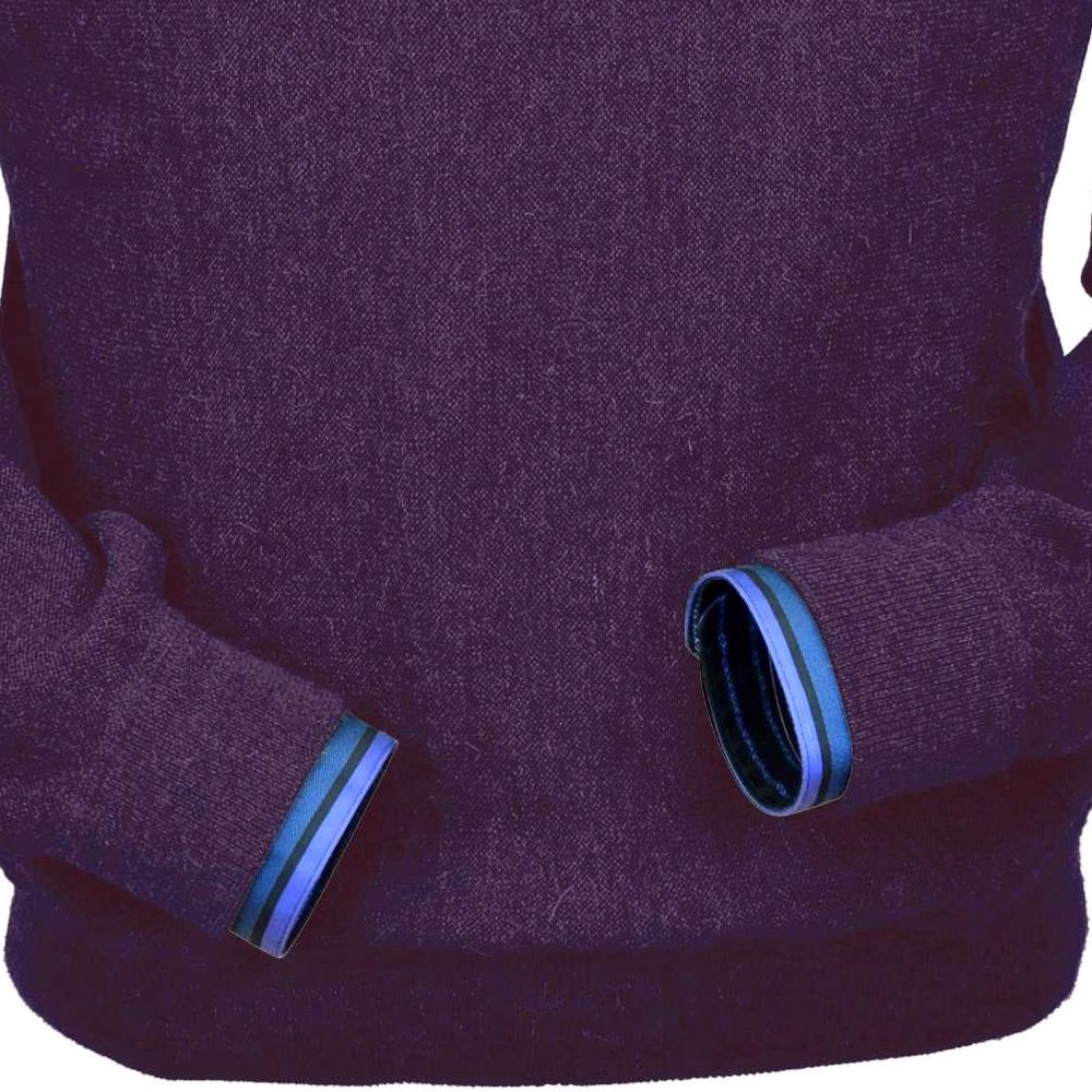 Baby Alpaca 'Links Stitch' Sweatshirt-Style Crew Neck Sweater in Plum Heather by Peru Unlimited