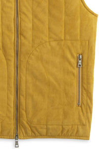 Vegan Suede Puffer Vest in Saddle by Scott Barber