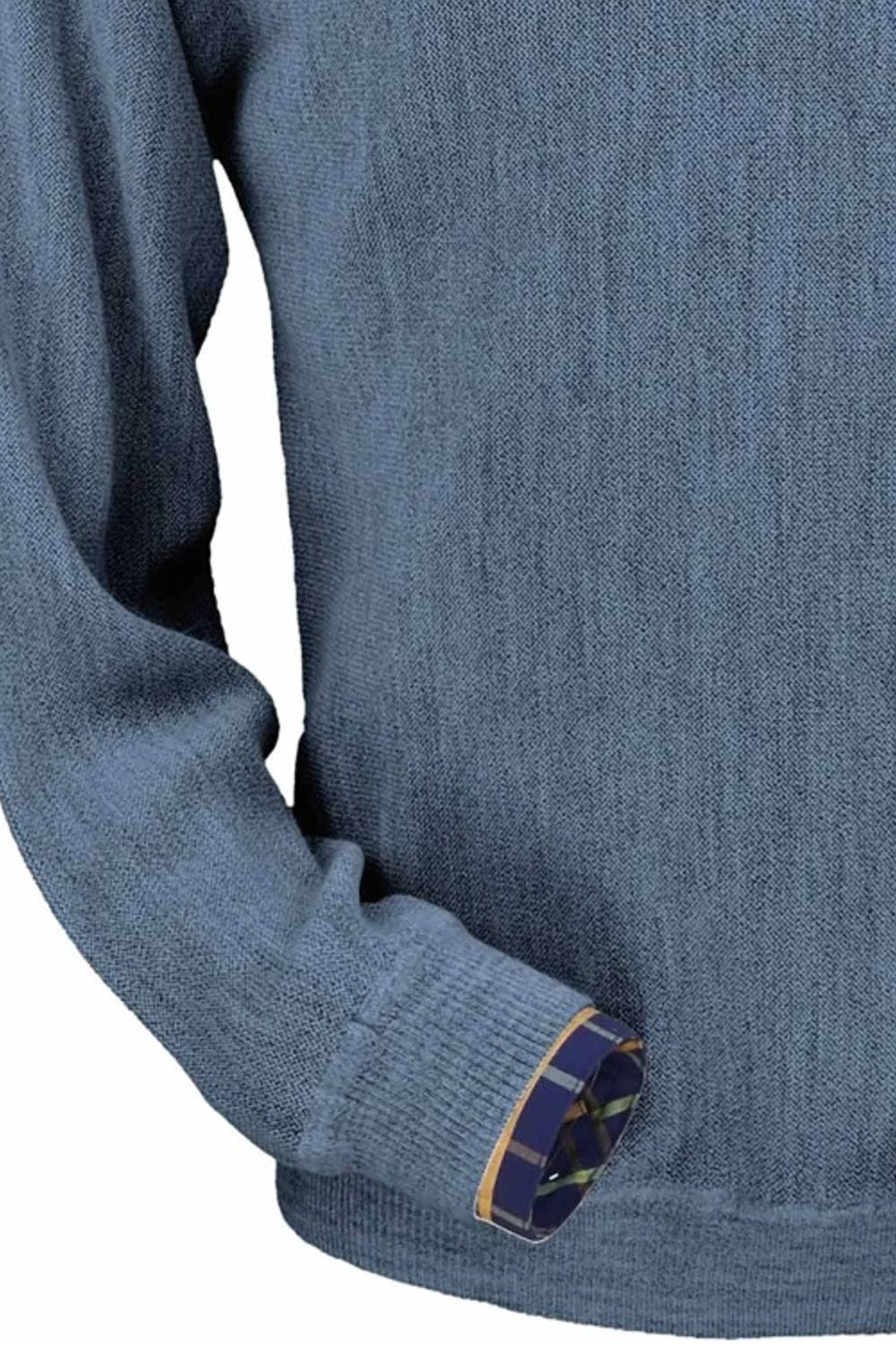 Baby Alpaca 'Links Stitch' V-Neck Sweater in Sky Heather by Peru Unlimited