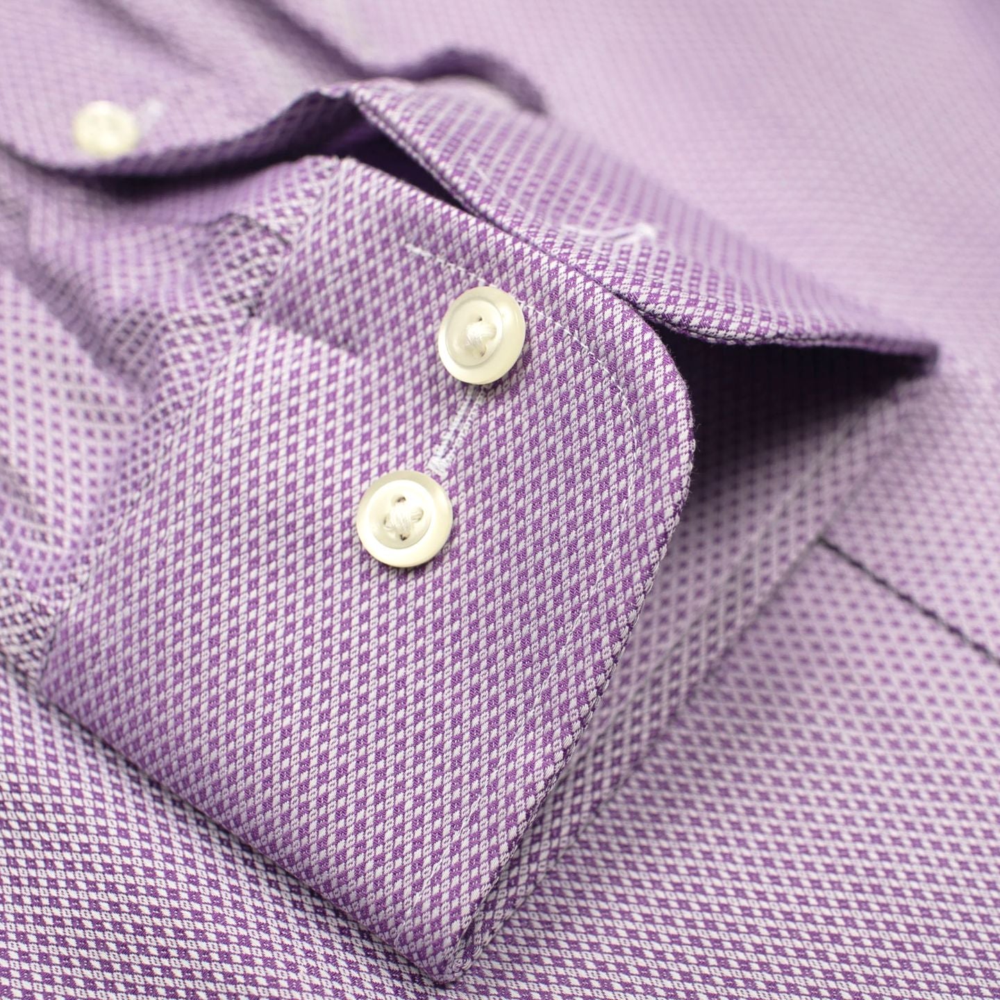 Lavender Diamond Dobby Wrinkle-Free Cotton Dress Shirt with Spread Collar by Cooper & Stewart