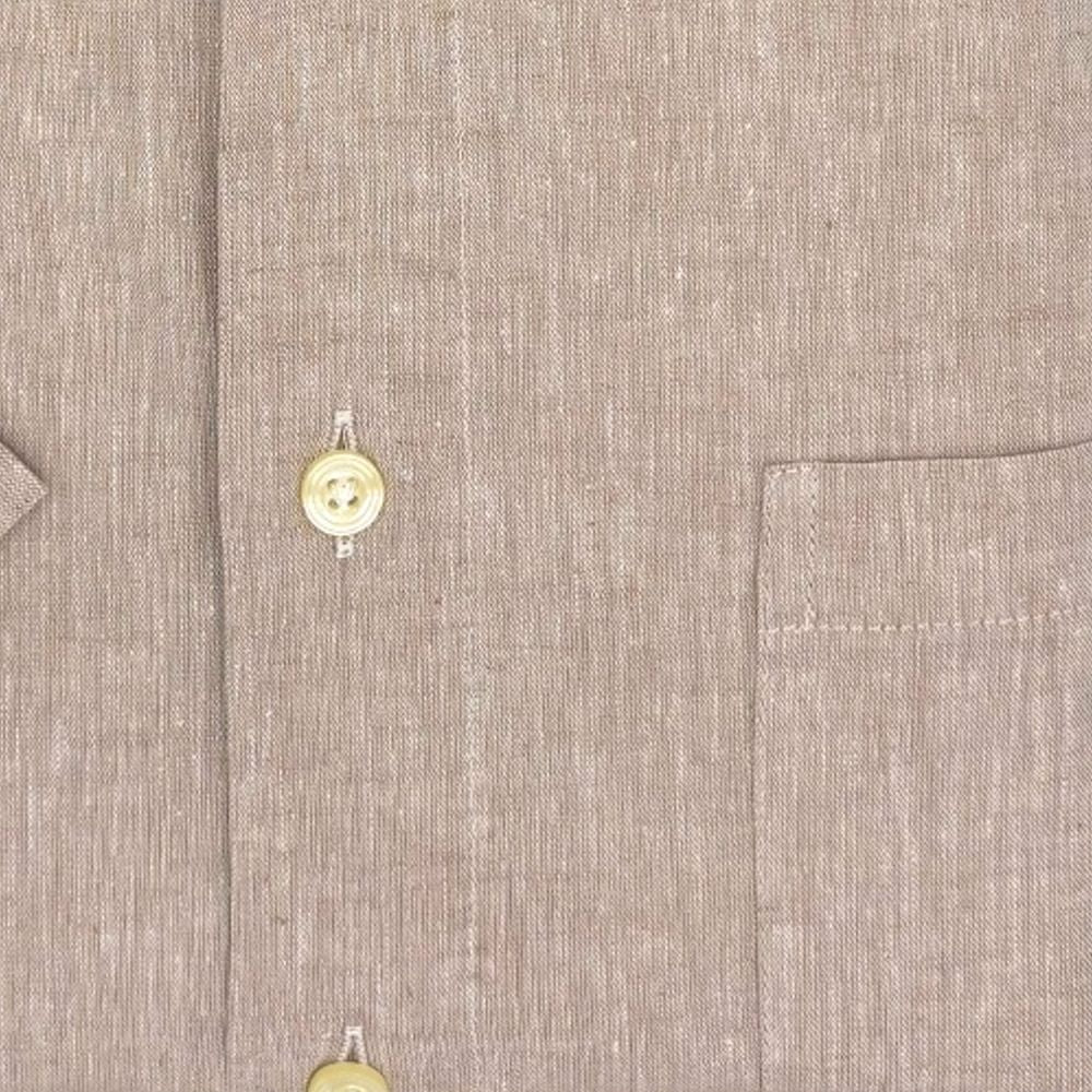 Linen and Cotton Short Sleeve Sport Shirt in Beige by Viyella