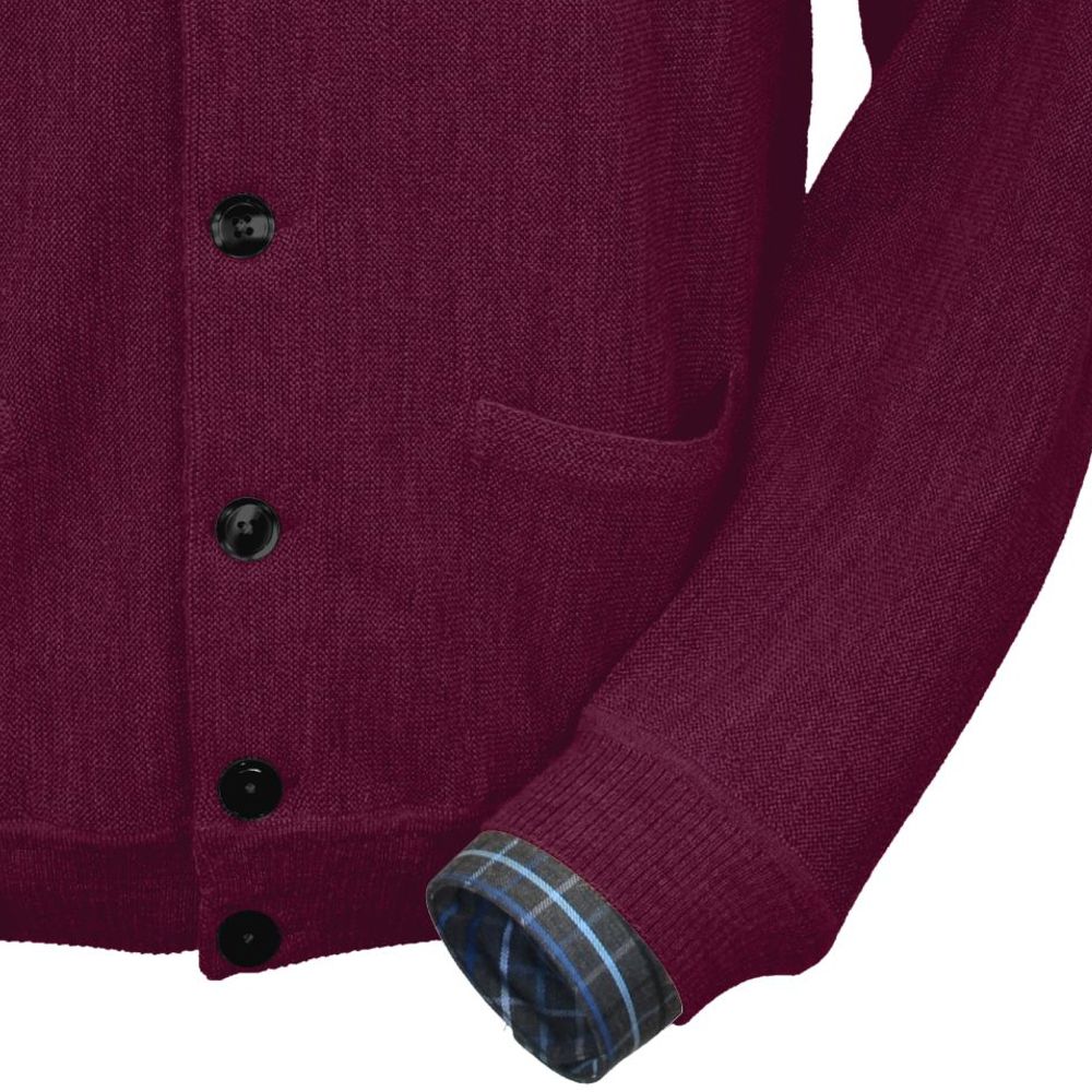Baby Alpaca 'Links Stitch' V-Neck Cardigan Sweater in Raspberry by Peru Unlimited