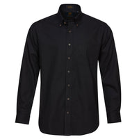 Solid Cotton and Wool Blend Button-Down Shirt in Black (Size Large) by Viyella